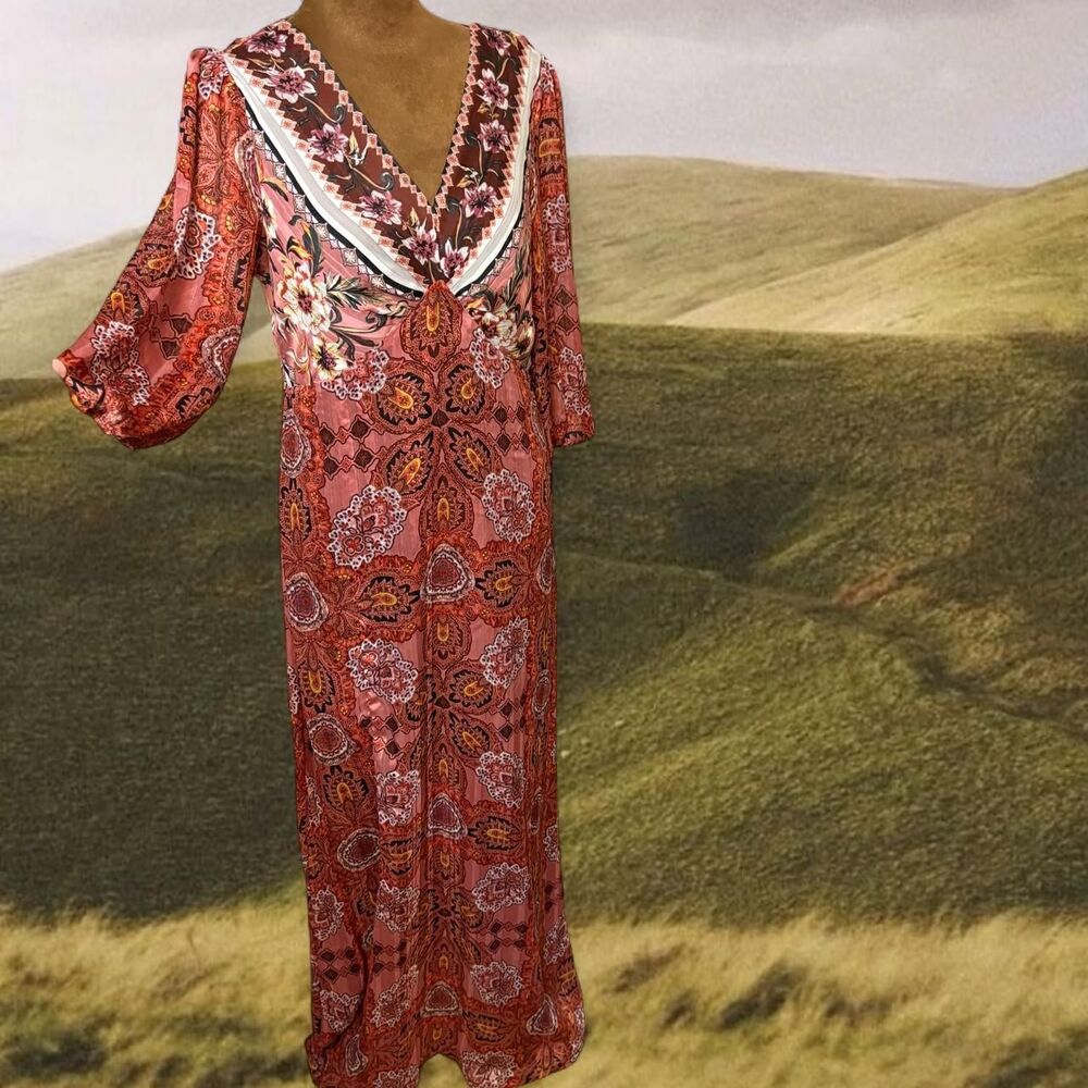 Boho Cottage Feminine Paisley Maxi Dress